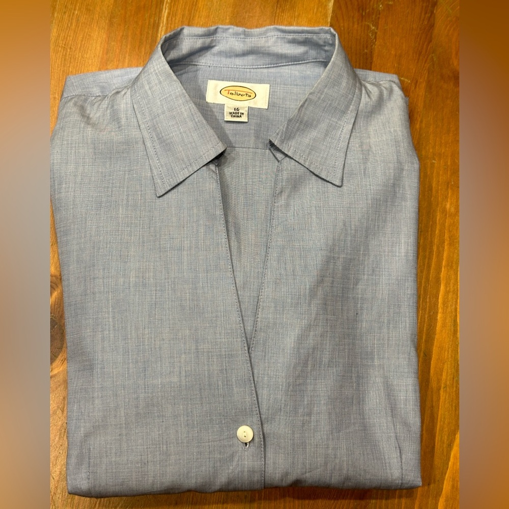 Plus Size Euc Talbots Fitted Blue Button Front 10… - image 3